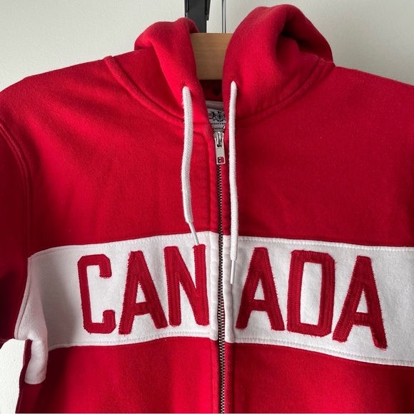 Hudson’s Bay Canada Olympic Zip Up Hoodie Sweater Red White Womens Size Small - Picture 3 of 8